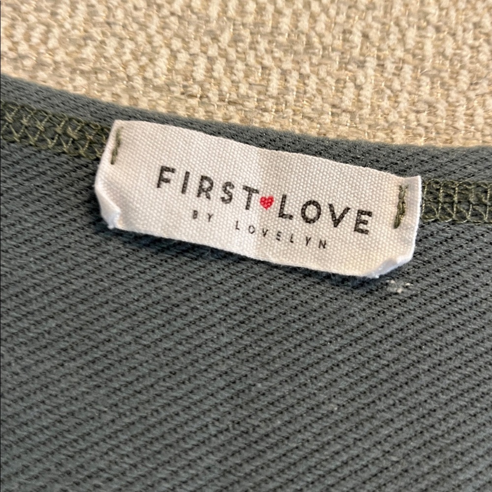 First Love Olive Green Ribbed Top - Picture 2 of 6